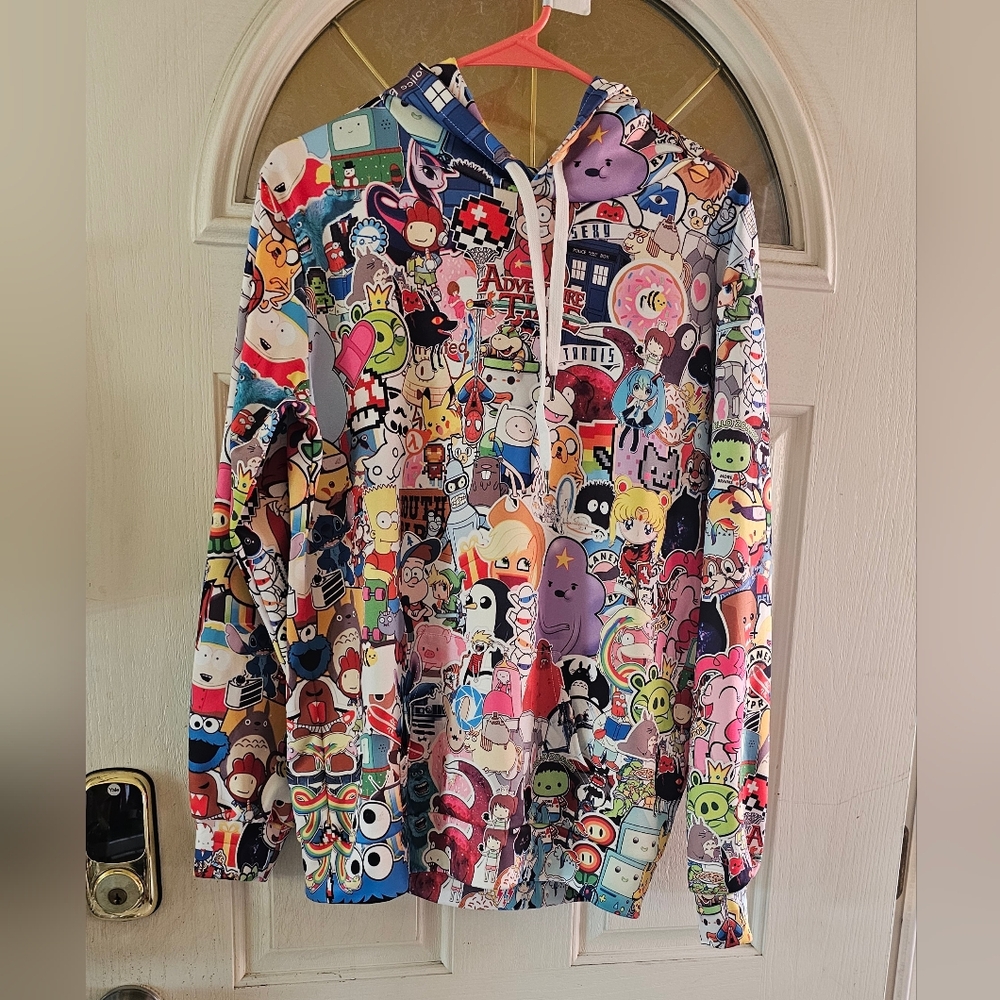 Colorful Cartoon Print Hoodie